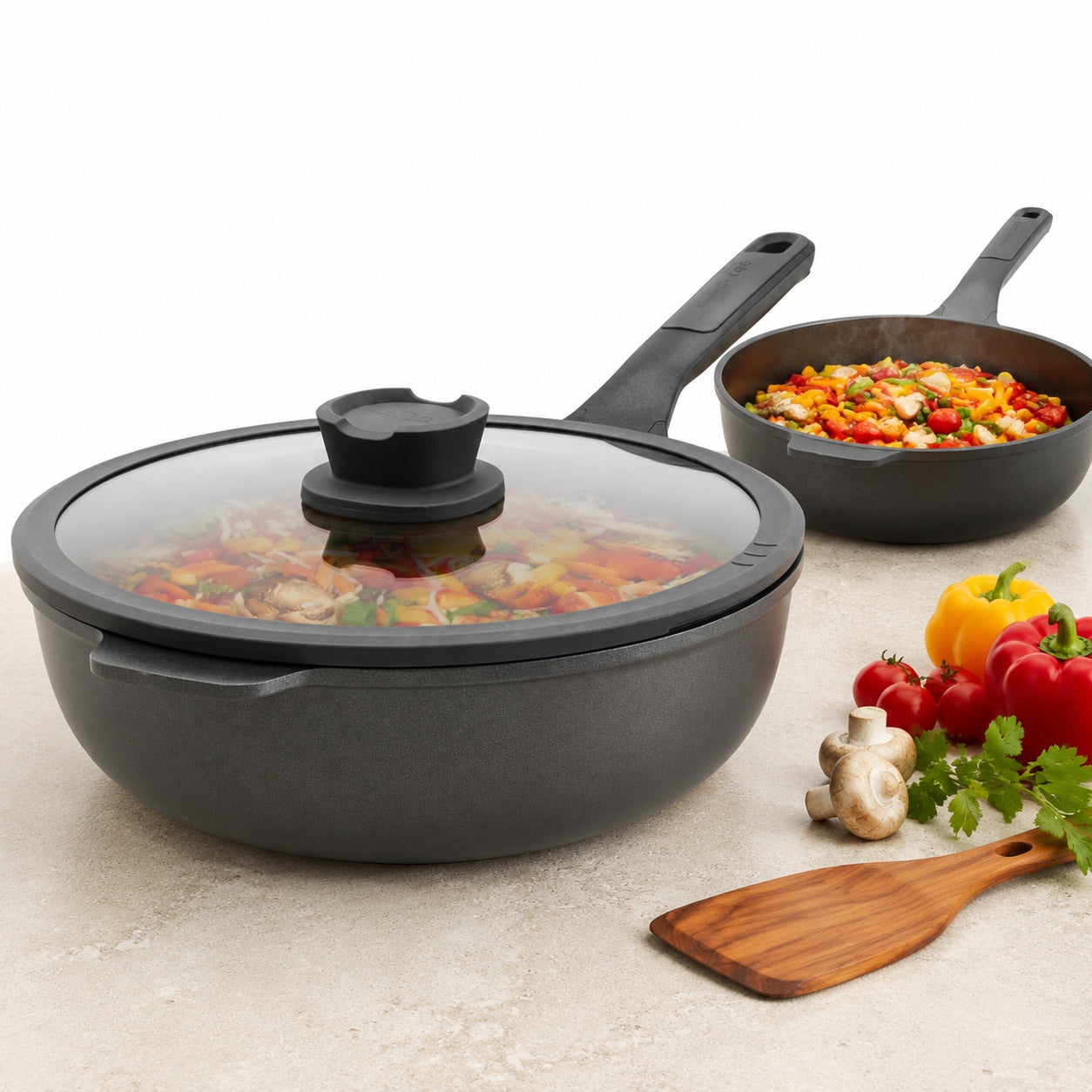 Wok pan with lid 28 cm deep induction ceramic coating BERGHOFF