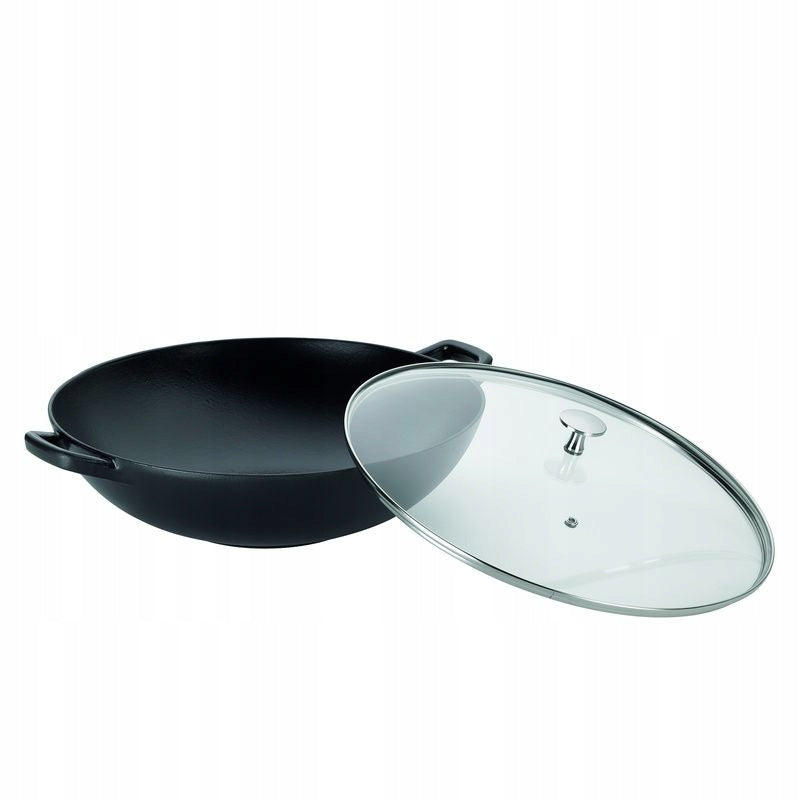Wok with lid cast iron CALIDO 36 cm black Packaging status original