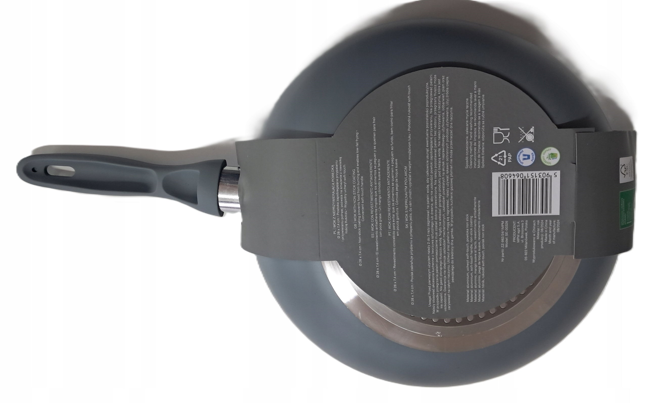 Wok with non-stick coating 28cm grey color Brand Smukee