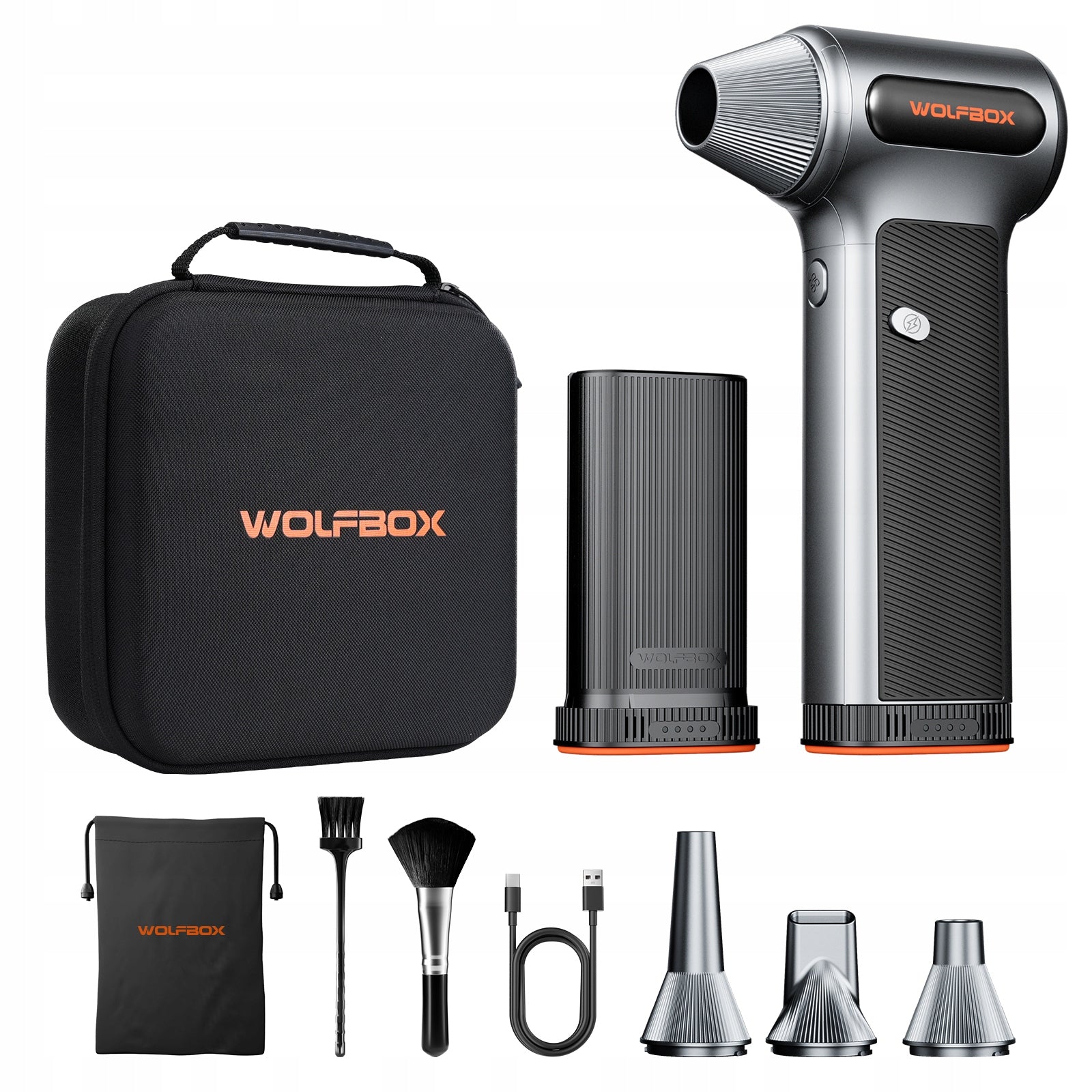 Wolfbox MF200 Dmuchawa do Liści 2xAKU Zestaw z Etui Mocna do Auta i Ogrodu