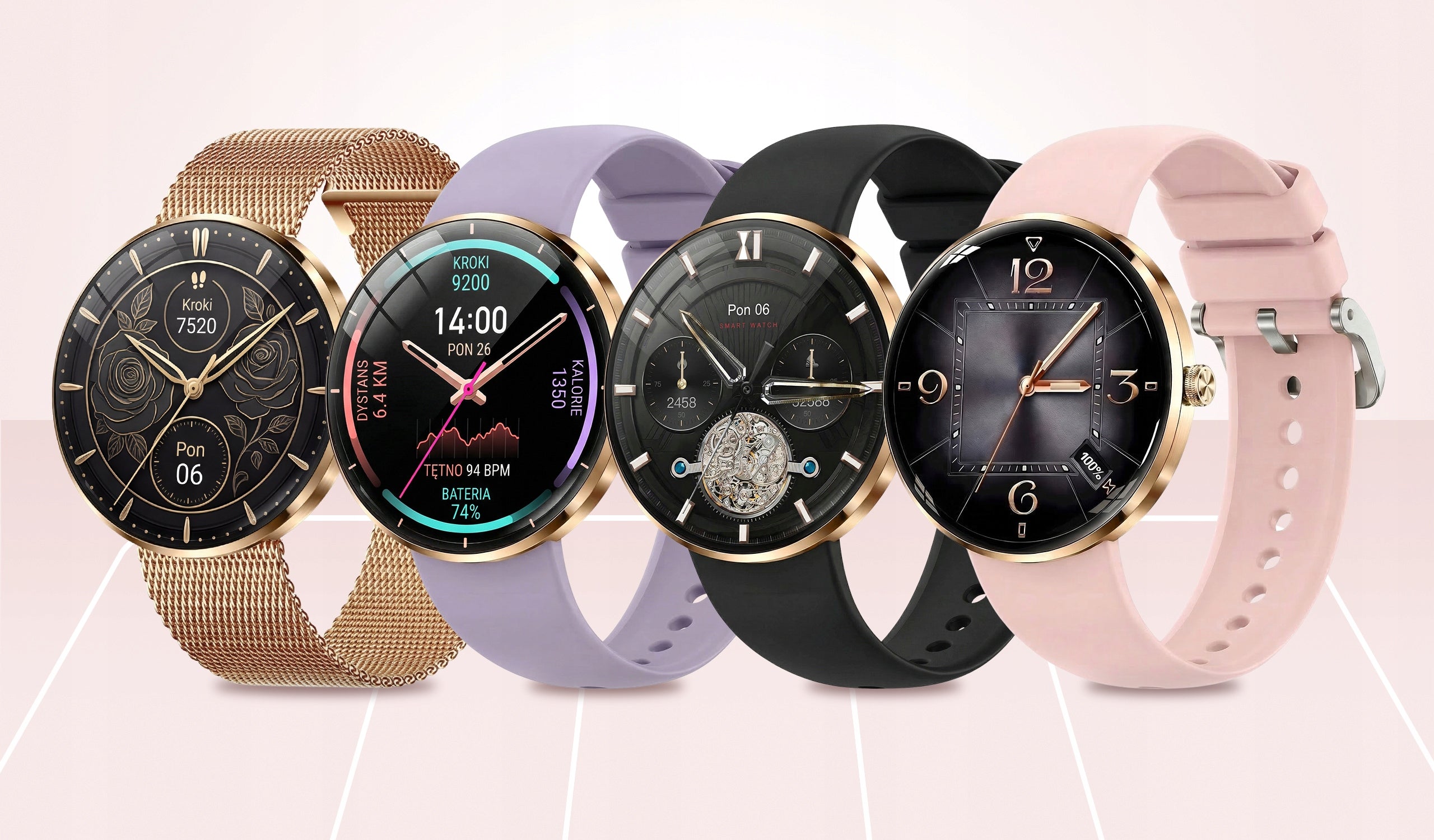 Women's Smartwatch AMOLED Talk Watch 4 Strips Pulse Pressure Menu PL Manufacturer code NS-T93-AMOLED