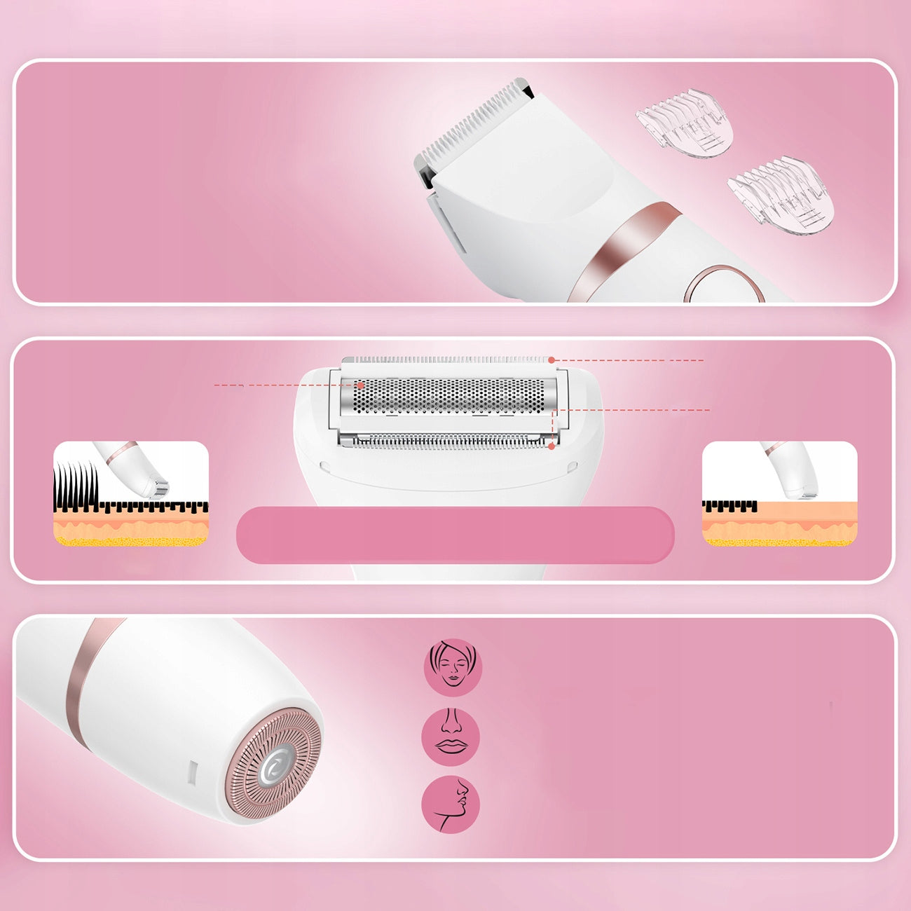 Women's Trimmer MAXGROOM M-105 3in1 for body and face - white Brand MAXGROOM