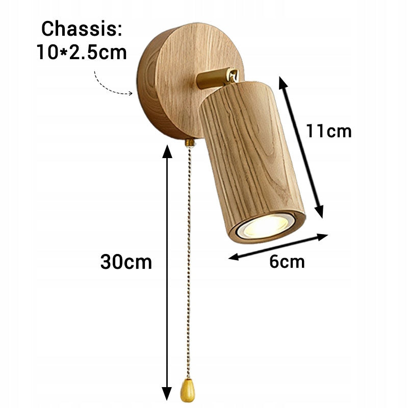 Wood Wall Spotlight Pull-Cord Switch 180° Swivel Adjustable LED Wall Lamp Manufacturer code G07579301012811