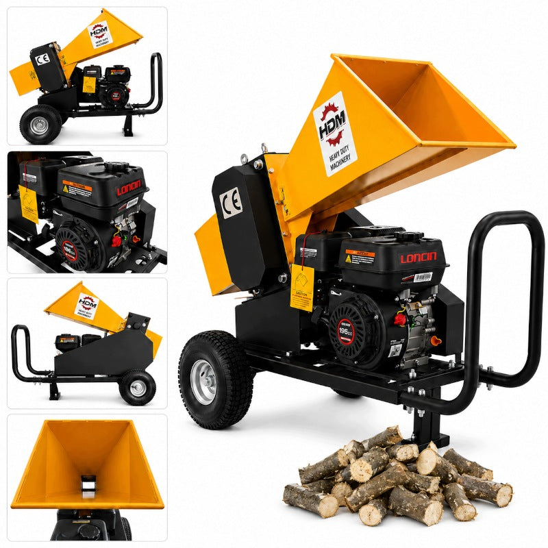 Wood chipper Branch combustion shredder HDM 60P Loncin 4,1kW to 60mm