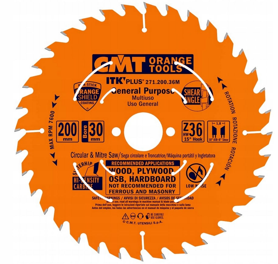 Wood disc 200x30 mm 36Z CMT 271.200.36M
