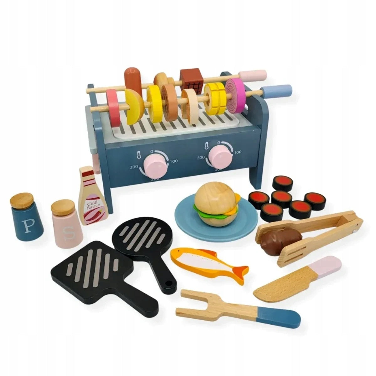 Wooden BBQ grill with accessories 35 el. - Kabi 3+