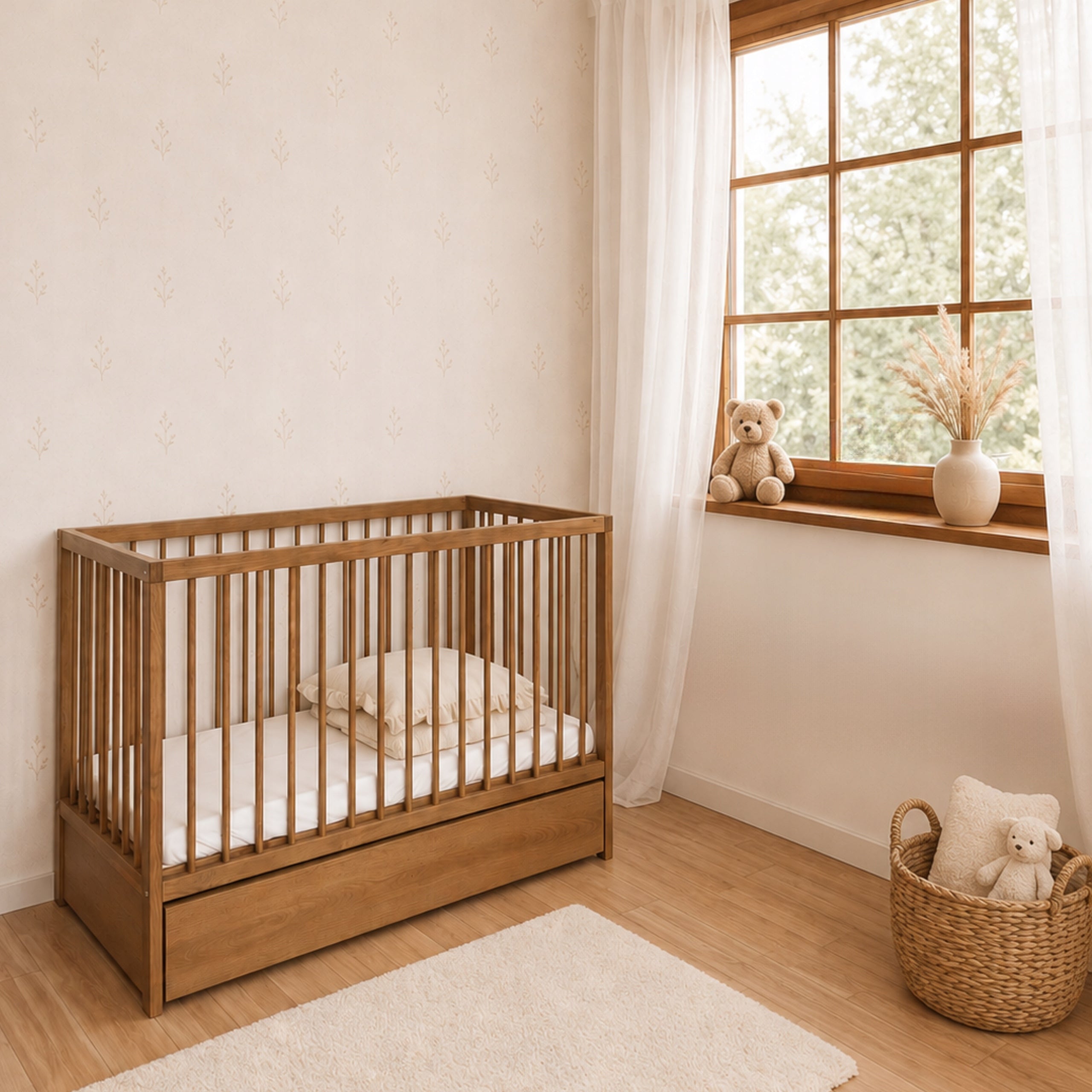 Wooden Baby Crib with Drawer and Barrier 2in1 - 120x60 cm Dodi Medical device no