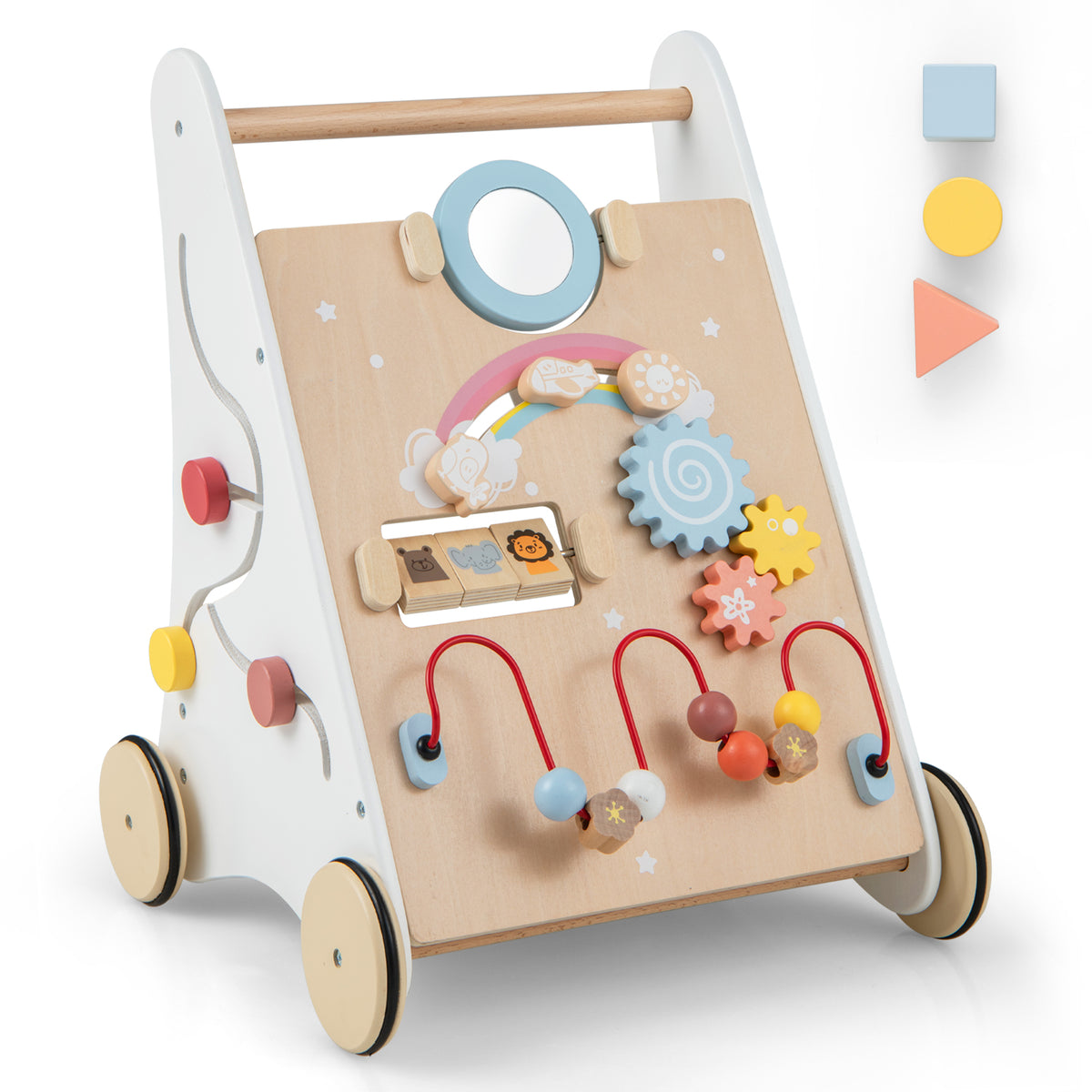 Wooden Baby Walker w/ Educational Toy, Baby Walker for 12-36 Month Olds