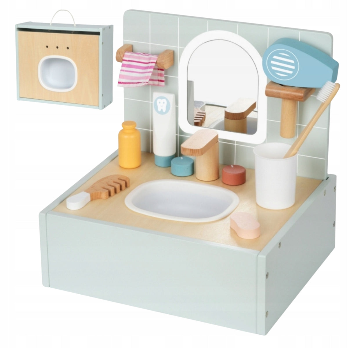 Wooden Bathroom Dressing Table with Accessories Beauty Salon 11 Elements 3+