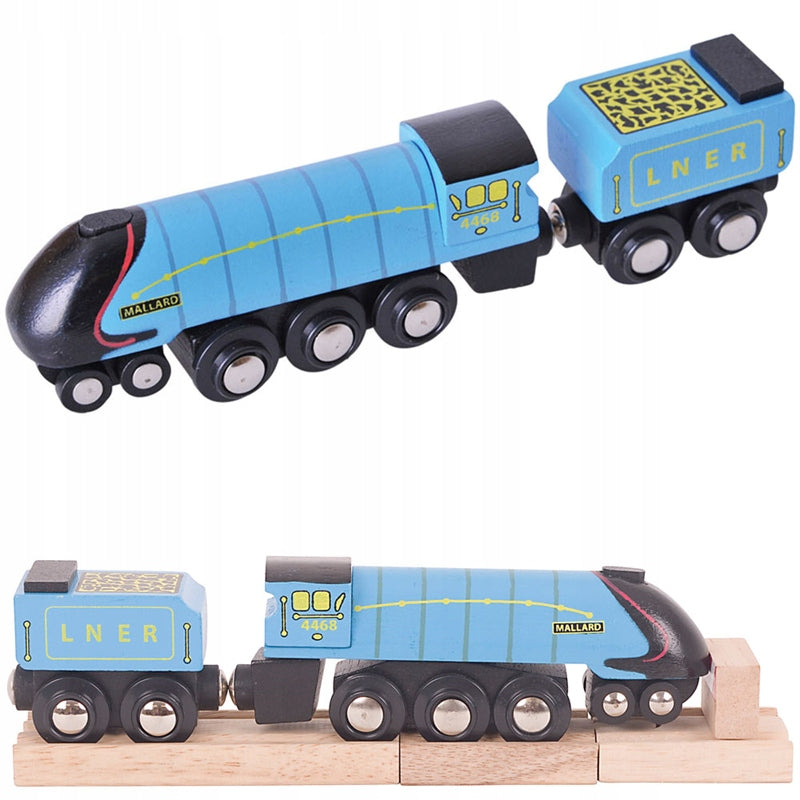 Wooden Blue Steam Locomotive Magnet Wagon Mallard Bigjigs Rail Brand Bigjigs Toys