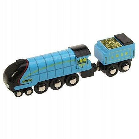 Wooden Blue Steam Locomotive Magnet Wagon Mallard Bigjigs Rail Color blue