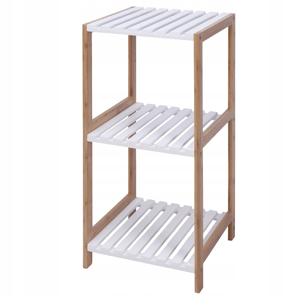 Wooden Bookcase white Scandi 3 shelves 79x33 cm Bathroom kitchen Shelf
