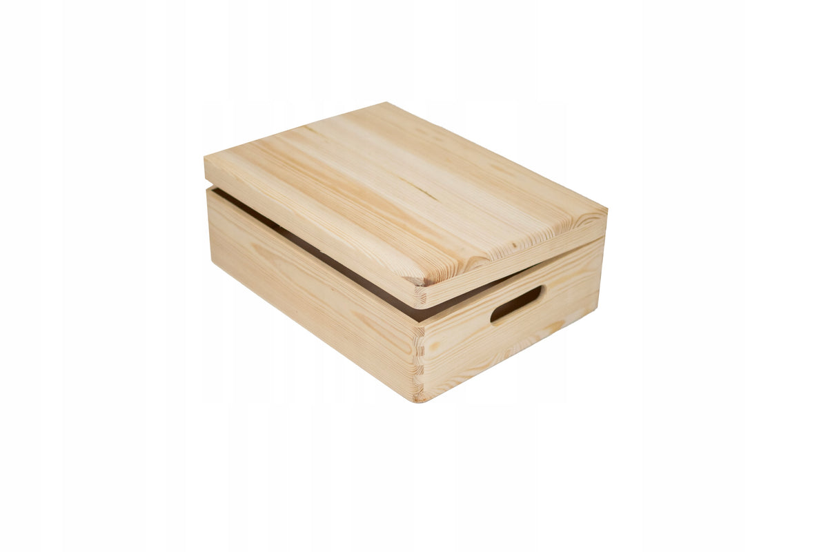 Wooden Box Lockable Natural 40x30x14 cm Organizer Case Box