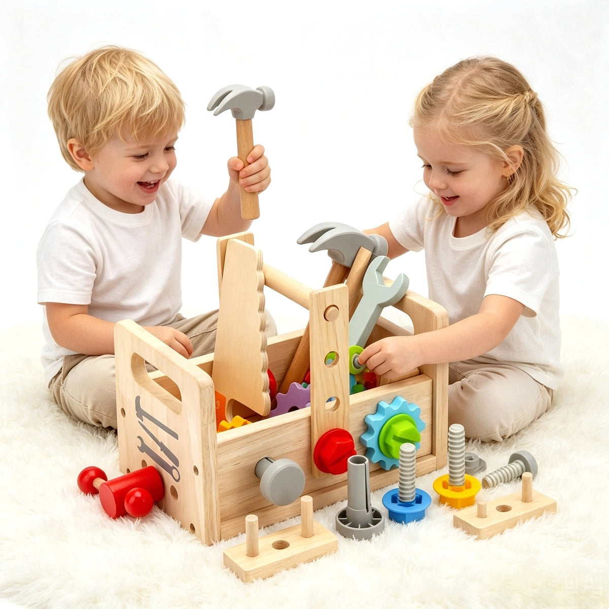Wooden Box with Tools for Children DIY Set 15 el.