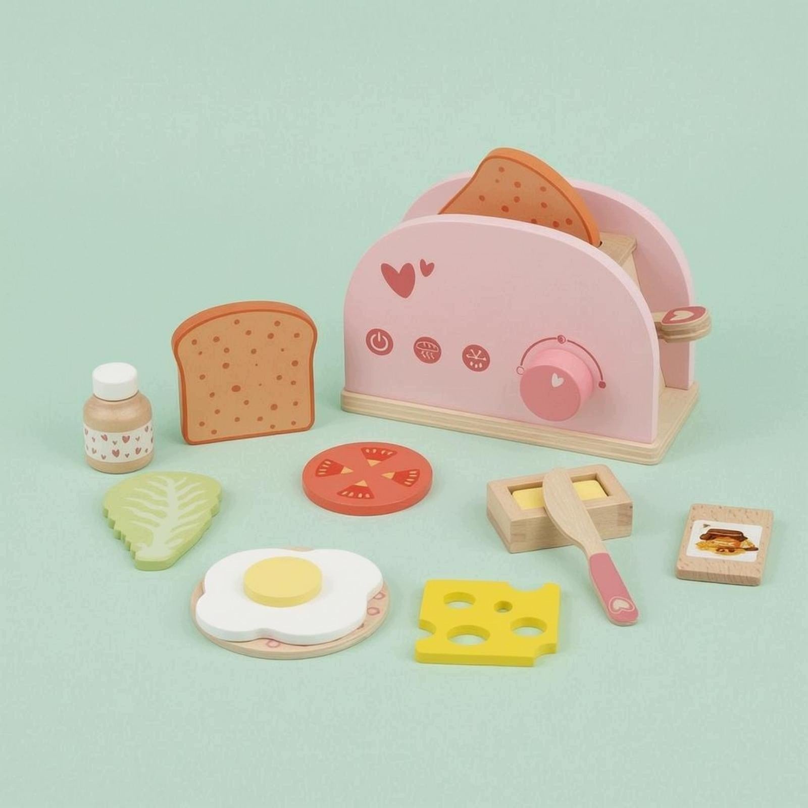 Wooden Bread Maker Toy Compact Tabletop Bread Maker Toy Pink Packaging status original