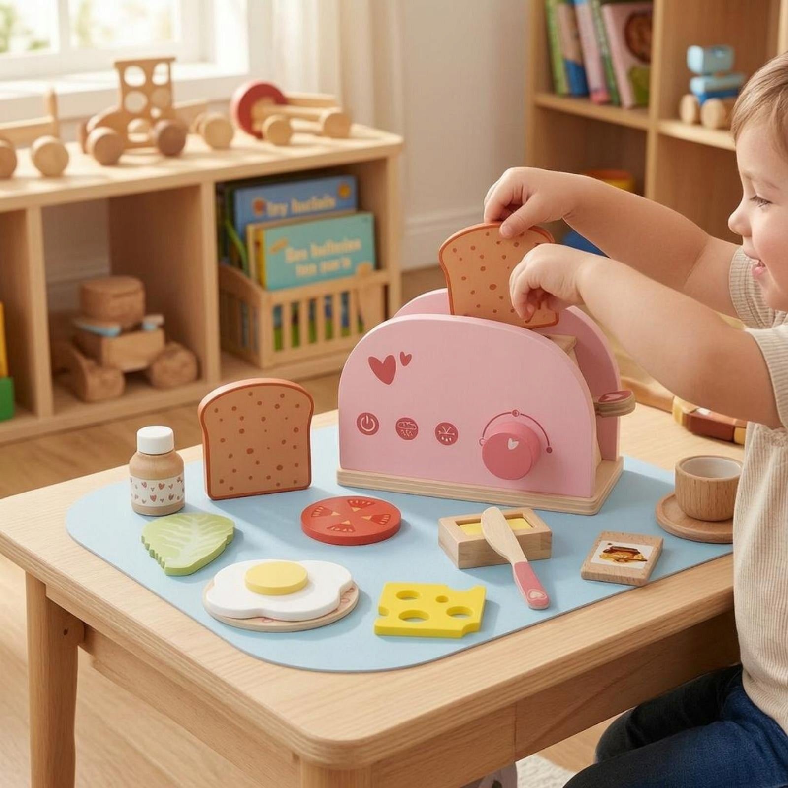 Wooden Bread Maker Toy Compact Tabletop Bread Maker Toy Rounded Edges White Brand no brand