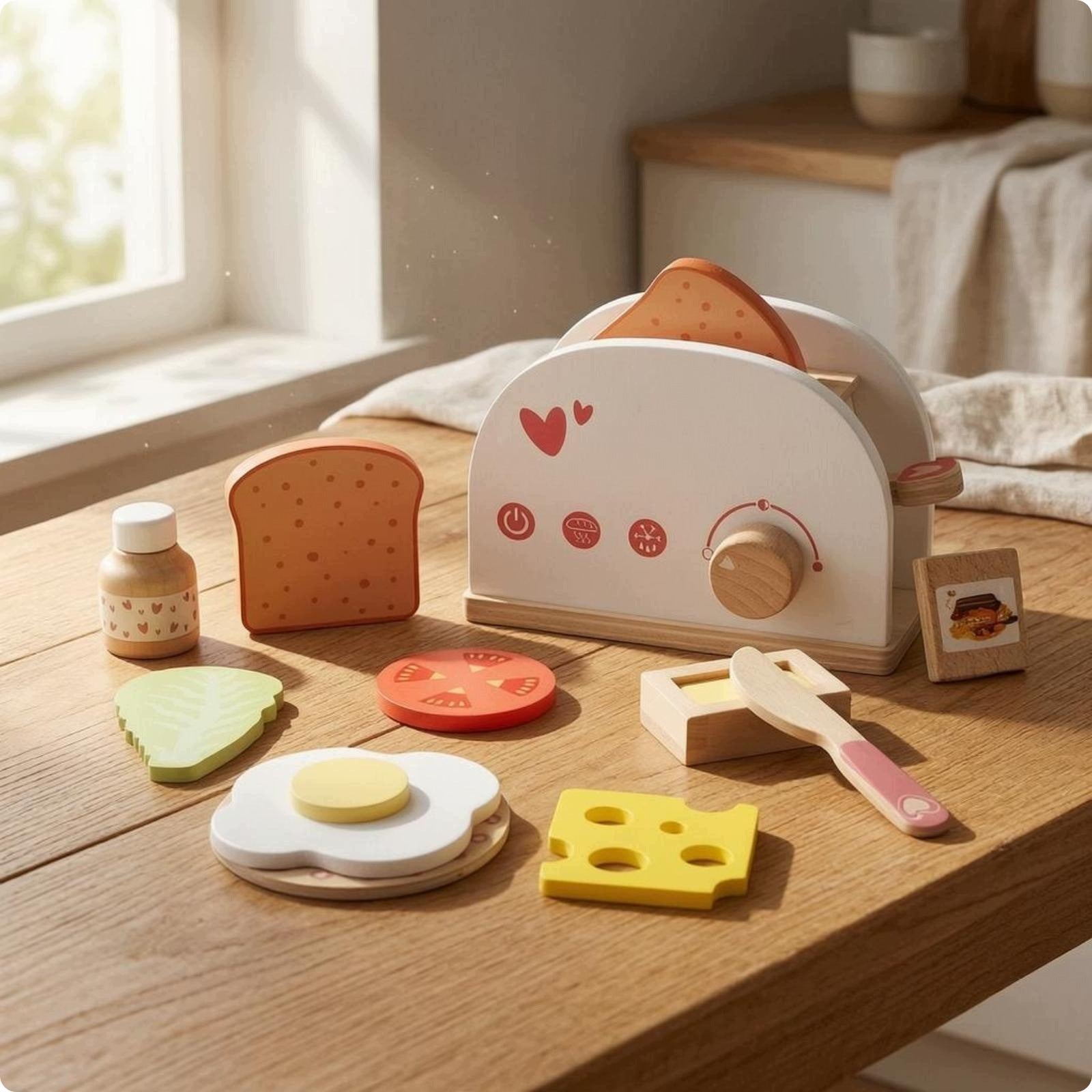 Wooden Bread Maker Toy Compact Tabletop Bread Maker Toy White