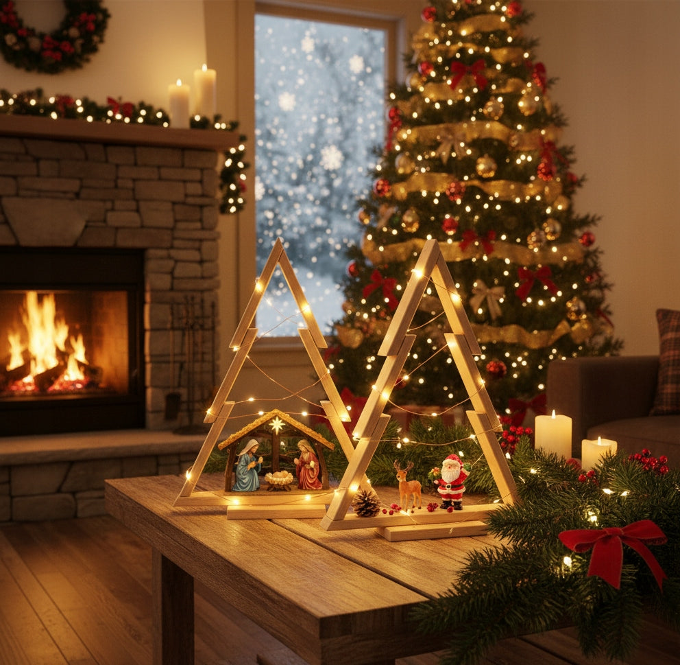 Wooden CHRISTMAS TREE XL -2 pcs, BASE for decoration, DIY super GIFT for Christmas Manufacturer code MEB-CHO