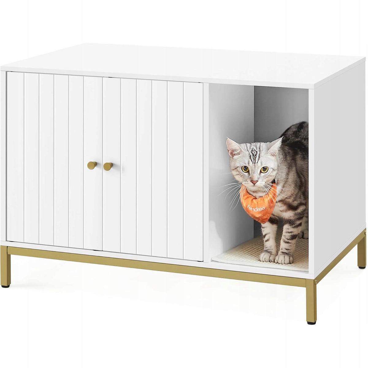 Wooden Cabinet Storage Cat House for Cuvette Bed Scratcher WHITE