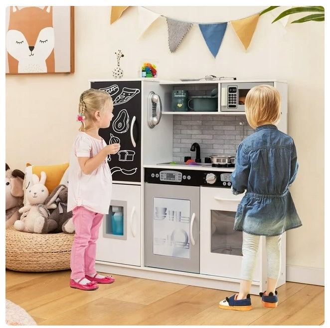 Wooden Children's Kitchen with 10 Play Accessories White Grey Manufacturer code TP10126WH