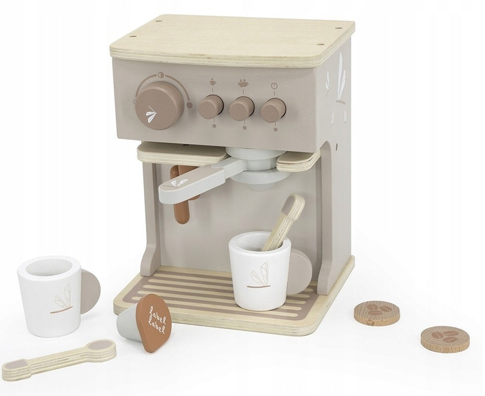 Wooden Coffee Maker with Label Label Accessories – Nougat