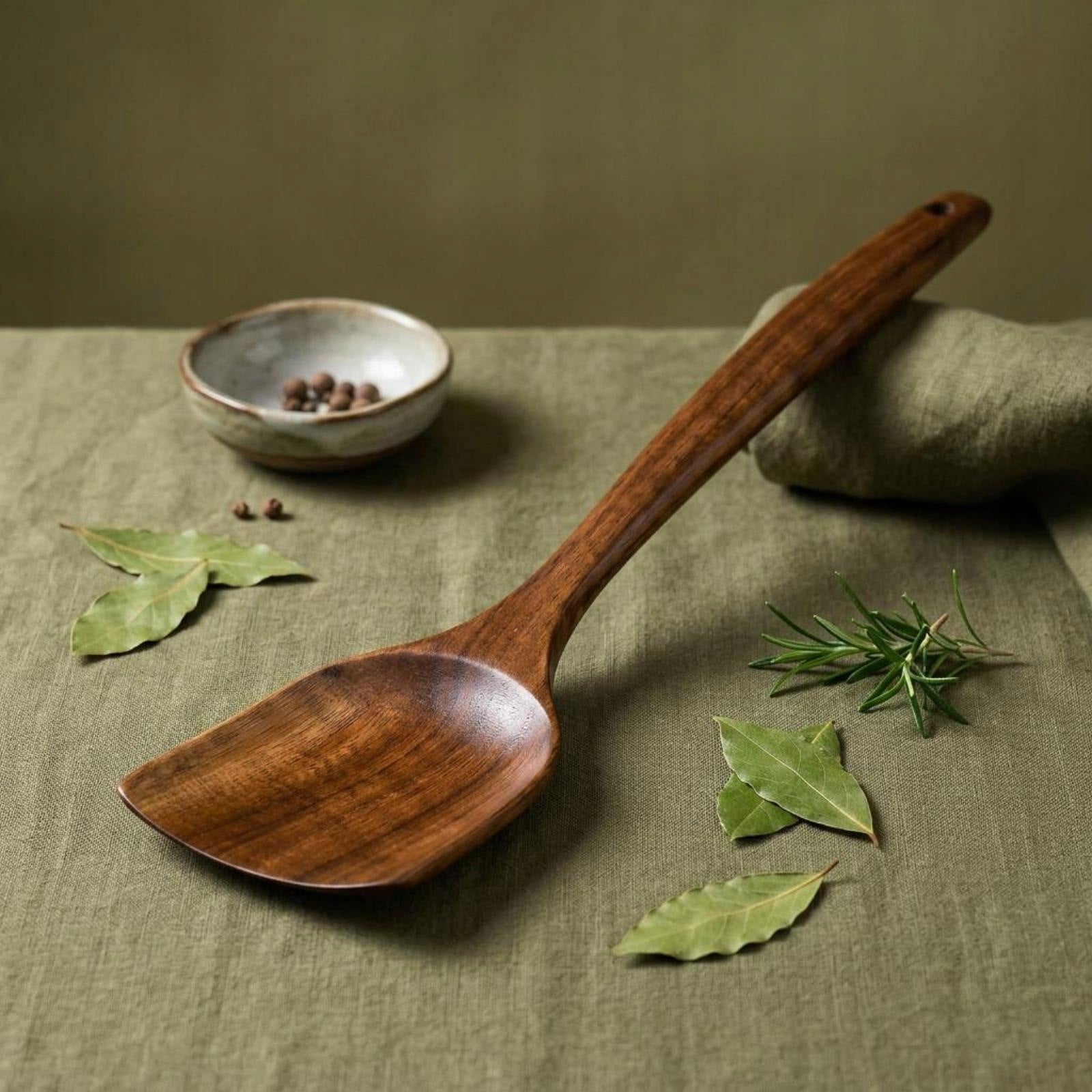Wooden Cooking Utensils Polished Teak Wood Kitchen Tool Thick Slant Spatula Brand no brand