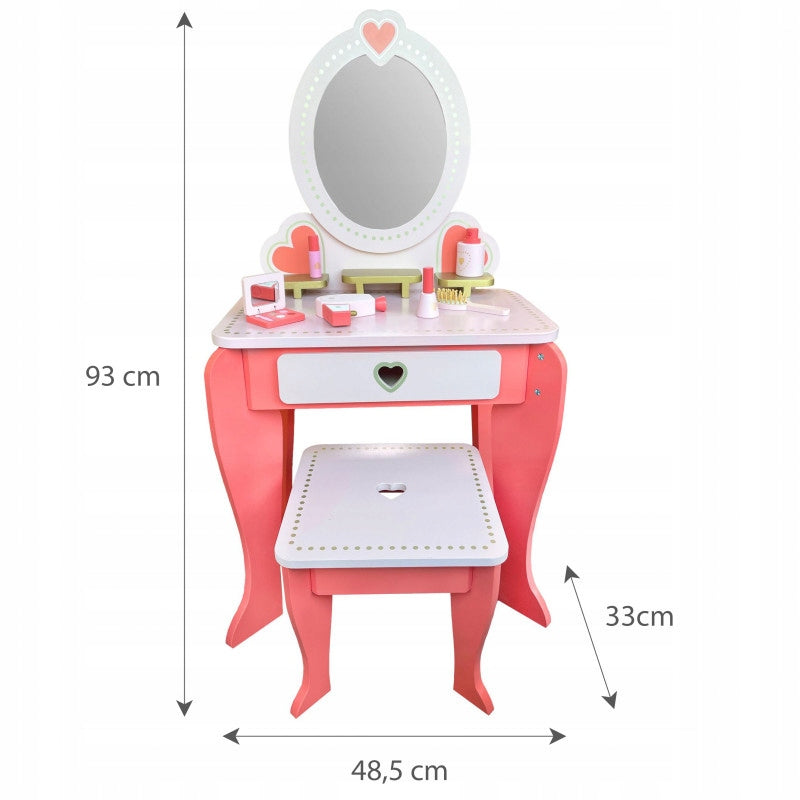 Wooden Cosmetic Dressing Table for Children Aurora Accessories Pink Mirror Brand 4iQ Group