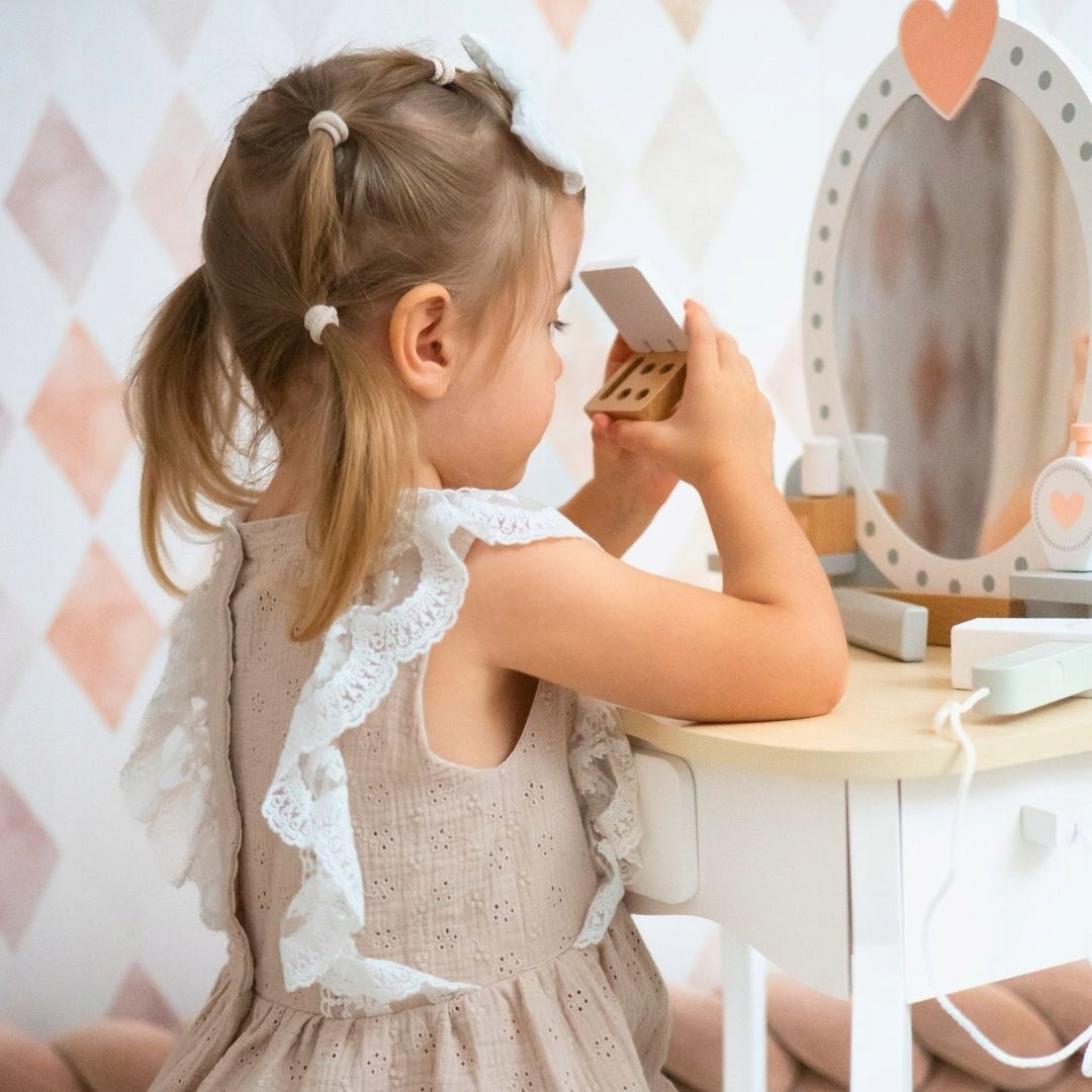 Wooden Dressing Table Toy for Kids with Stool Accessories Developing Manufacturer code MAM68 MAKEUP DREESER