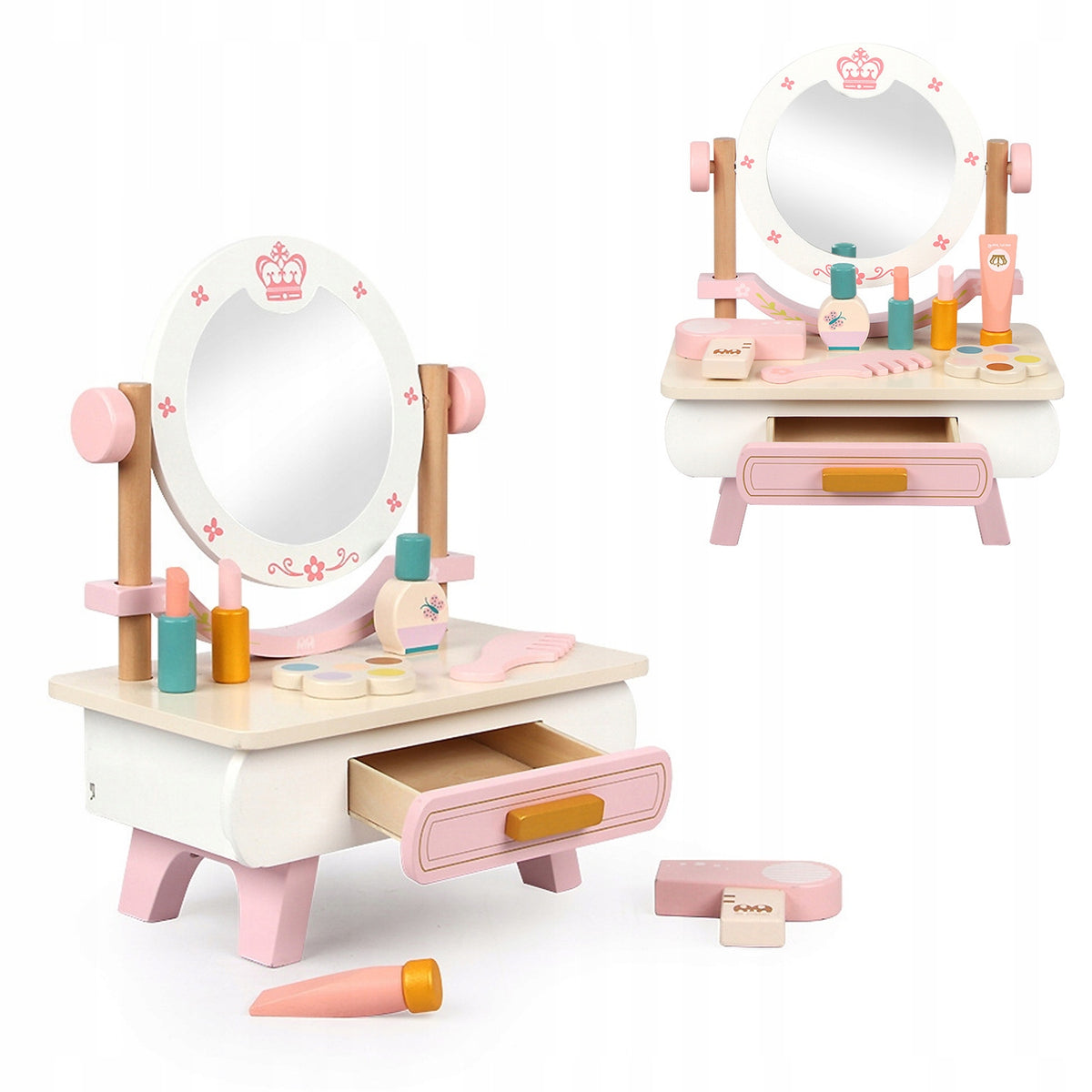 Wooden Dressing Table with Mirror for Girls White with Drawers Gift Brand no brand