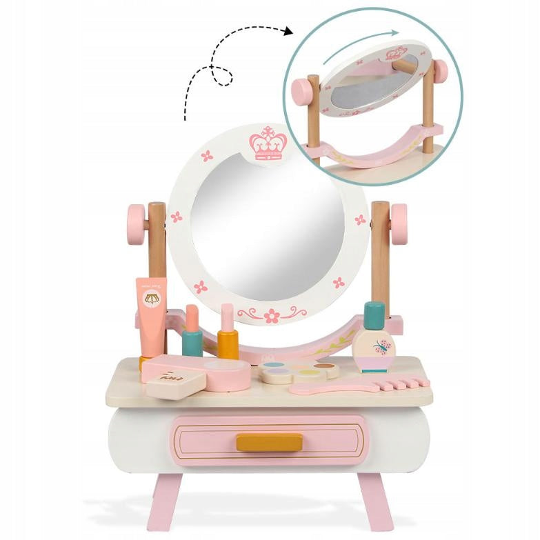 Wooden Dressing Table with Mirror for Girls White with Drawers Gift Packaging status original