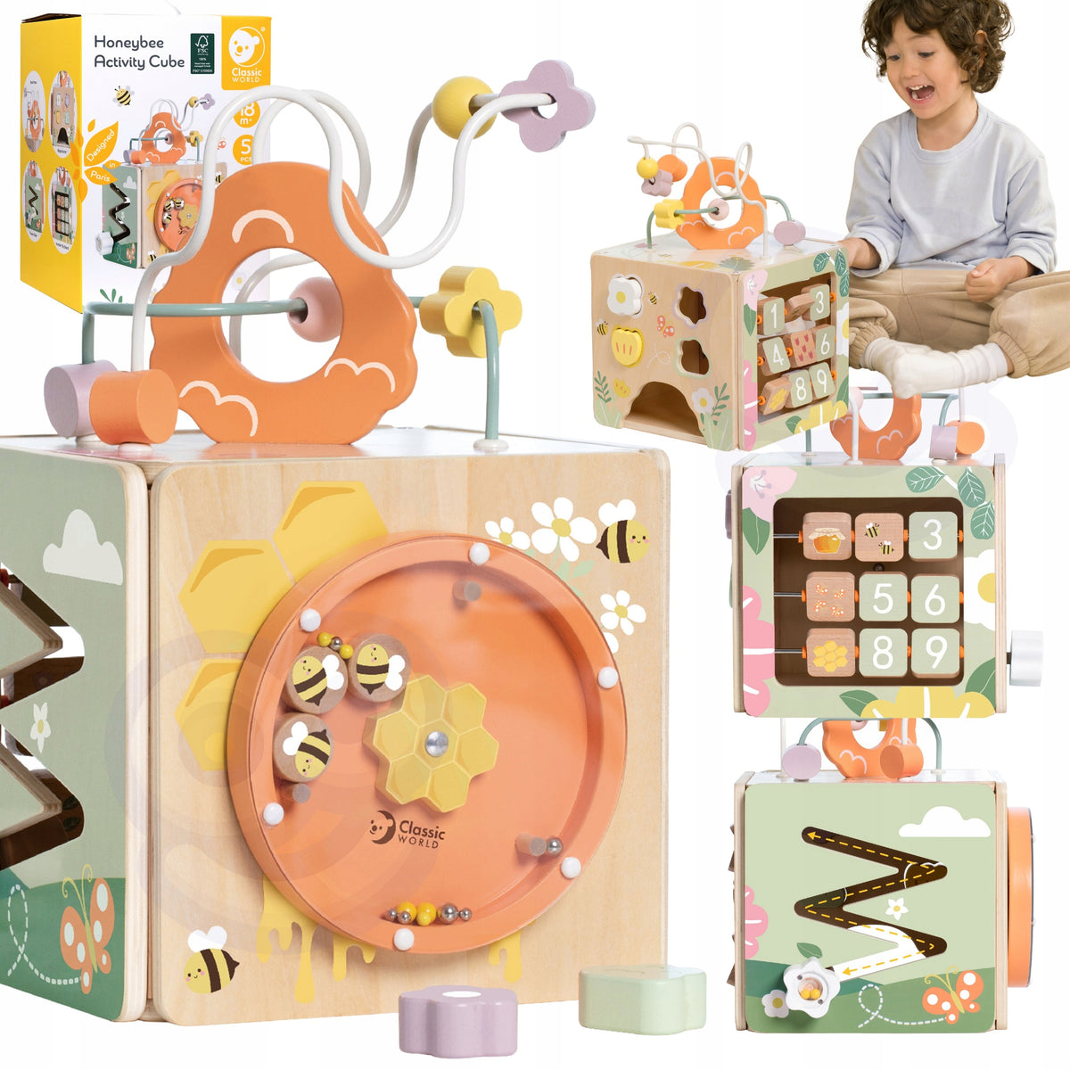 Wooden Educational Cube 5in1 Labyrinth Interleaved CLASSIC WORLD