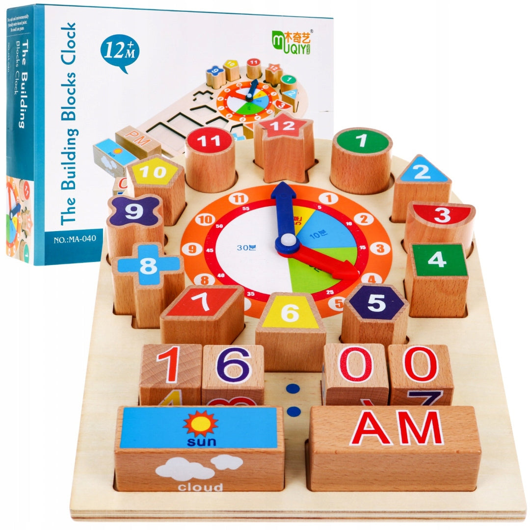 Wooden Educational Learning Clock for Kids Brand Tooky Toy