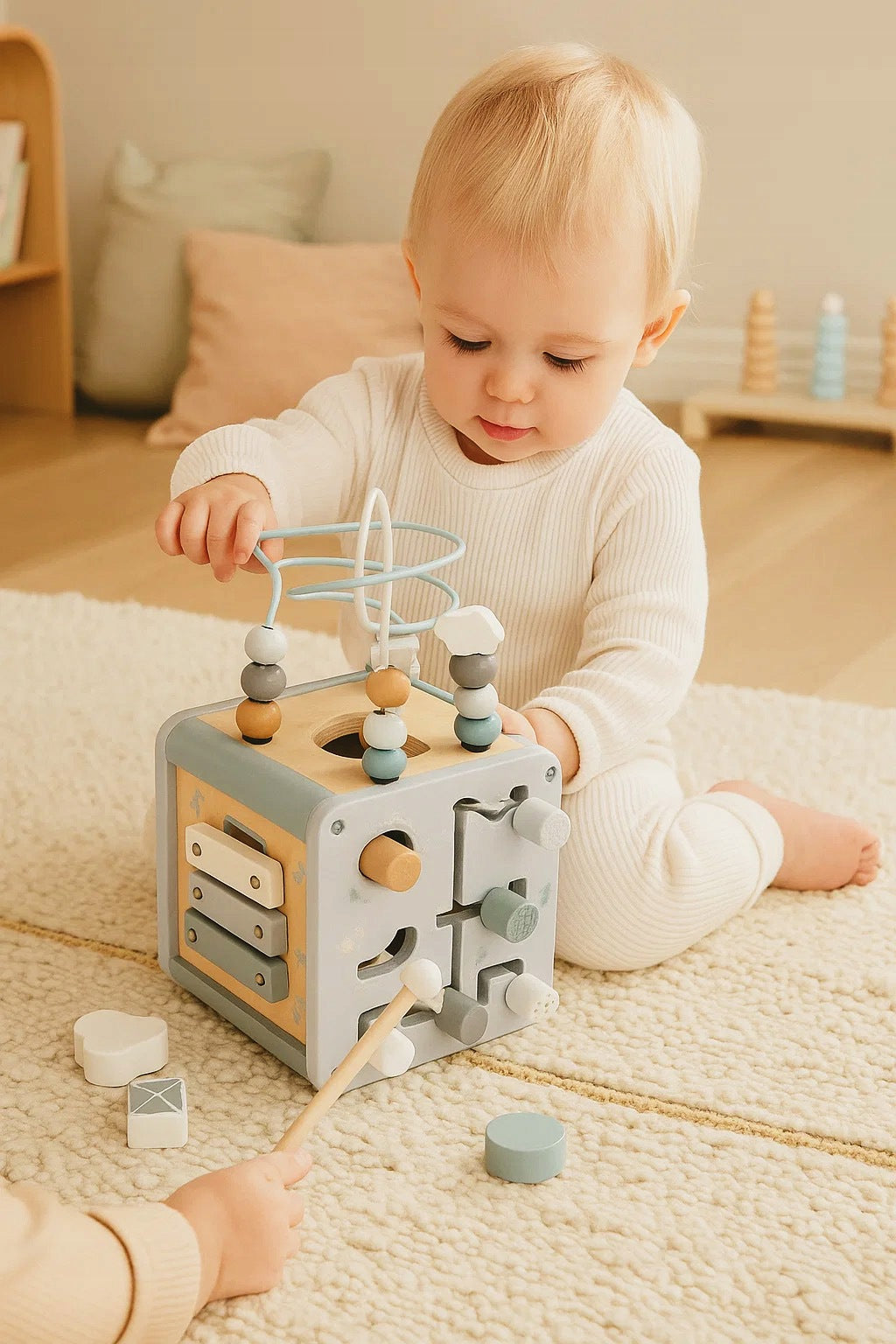 Wooden Educational Manipulation Cube MONTESSORI Sensory Sorter Brand Gotel