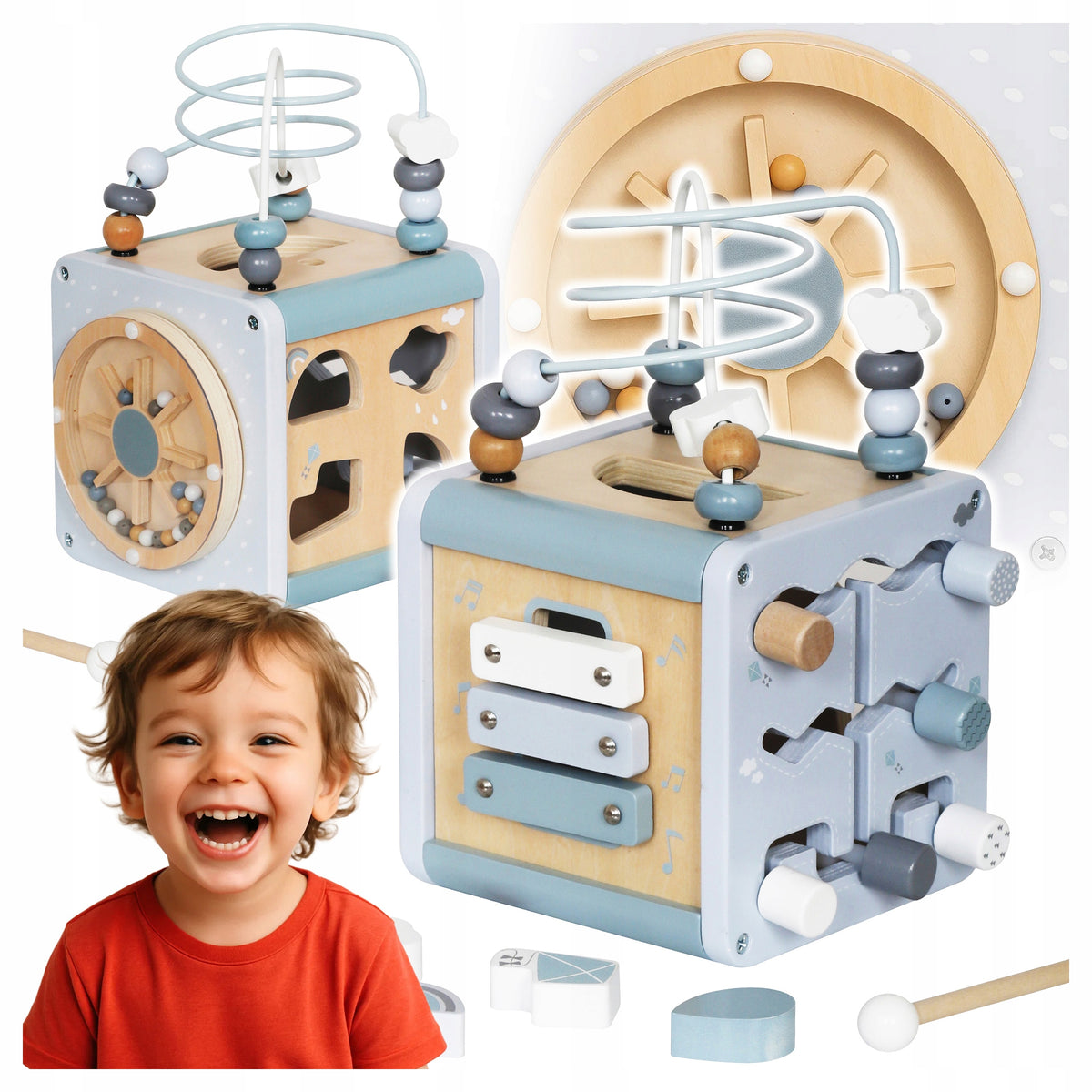 Wooden Educational Manipulation Cube MONTESSORI Sensory Sorter