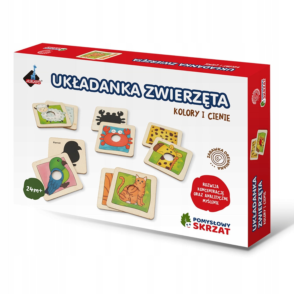 Wooden Educational Puzzle Colors and Shadows Askato Animals 2+