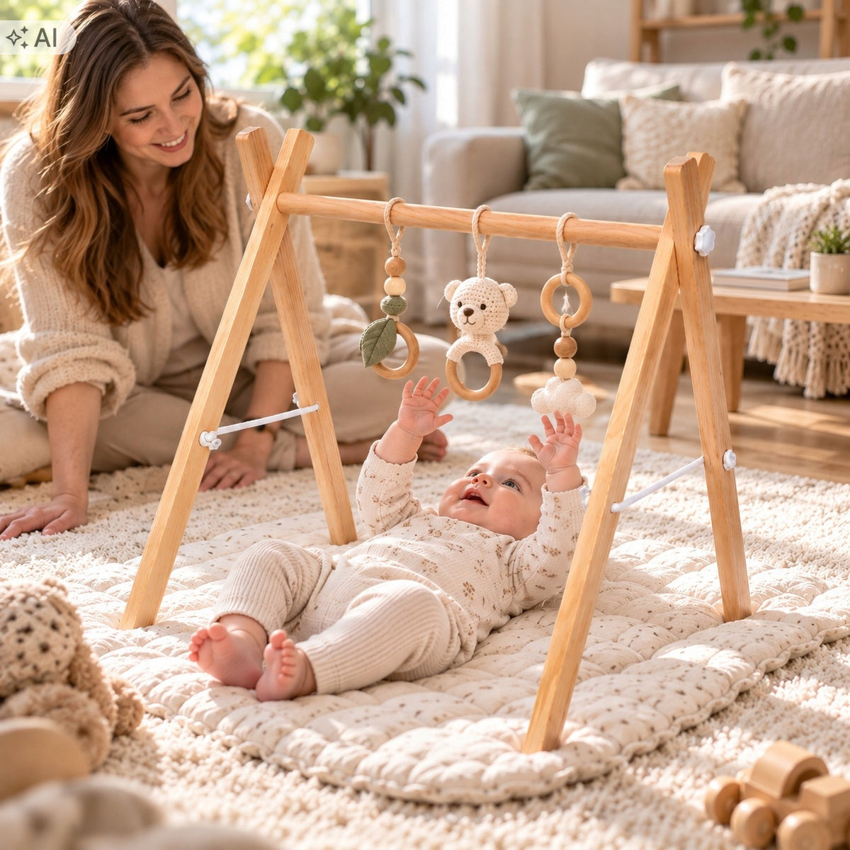 Wooden Educational Stand Baby Gym Development and Fun for Babies Stable Packaging status original