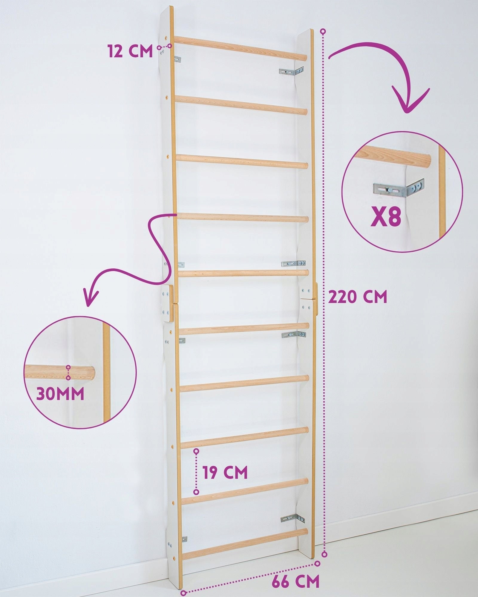 Wooden Gymnastic Ladder for Children's Room for Exercise at Home EAN (GTIN) 5905965265714