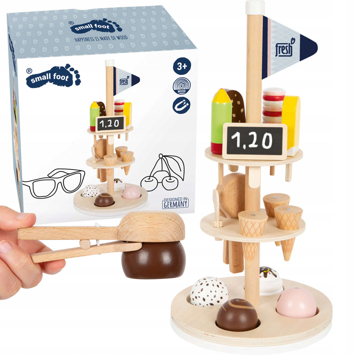 Wooden Ice Cream Set ON Ice Cream Rack 15 EL
