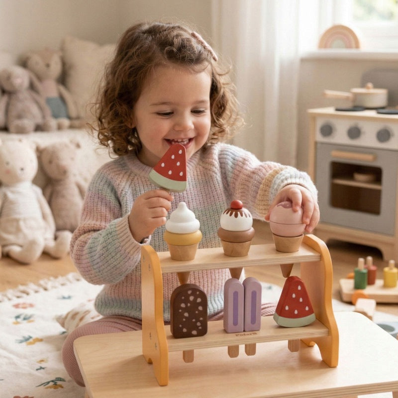 Wooden Ice Cream Shop Ice Cream Set 6pcs Ice Cream VIGA Packaging status original