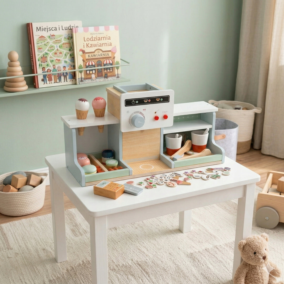 Wooden Ice Cream Shop for Kids Confectionery Toy Shop Packaging status original
