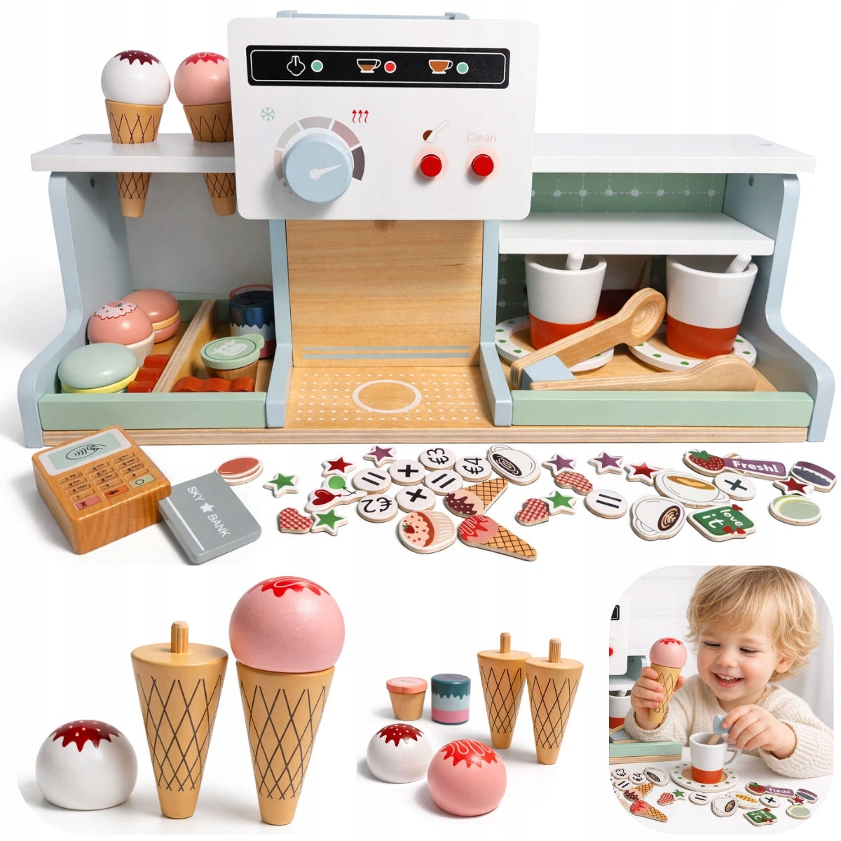 Wooden Ice Cream Shop for Kids Confectionery Toy Shop