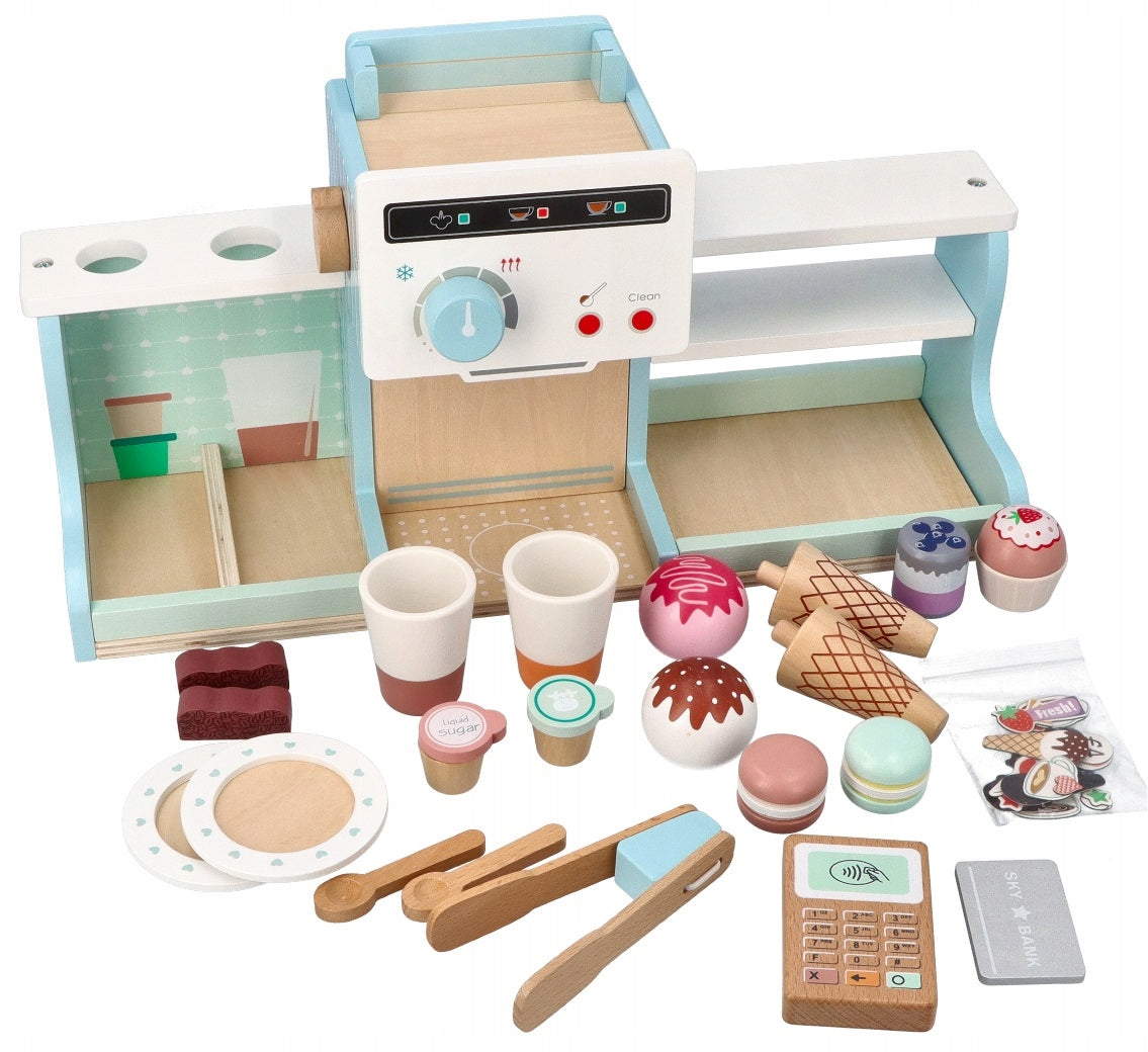 Wooden Ice Cream Shop for Kids - Large Set Coffee Ice Cream Adam Toys