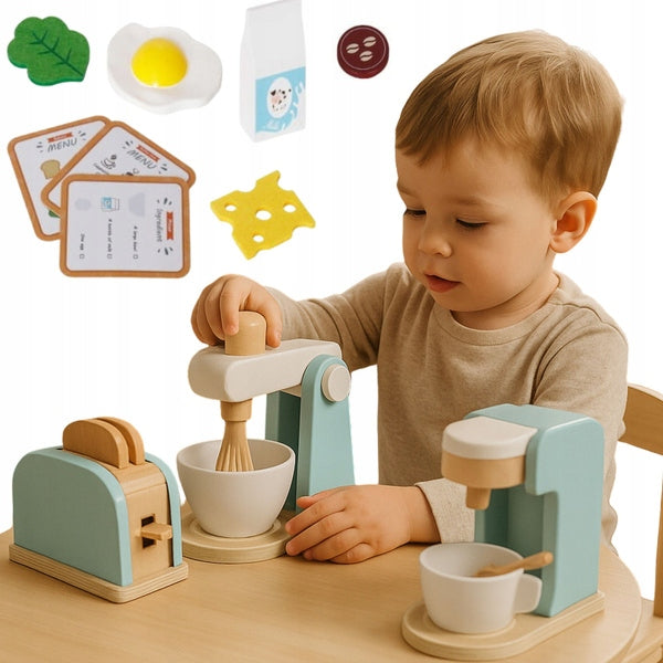 Wooden Kitchen Set for Children Toaster Express Mixer Bocioland Packaging status original