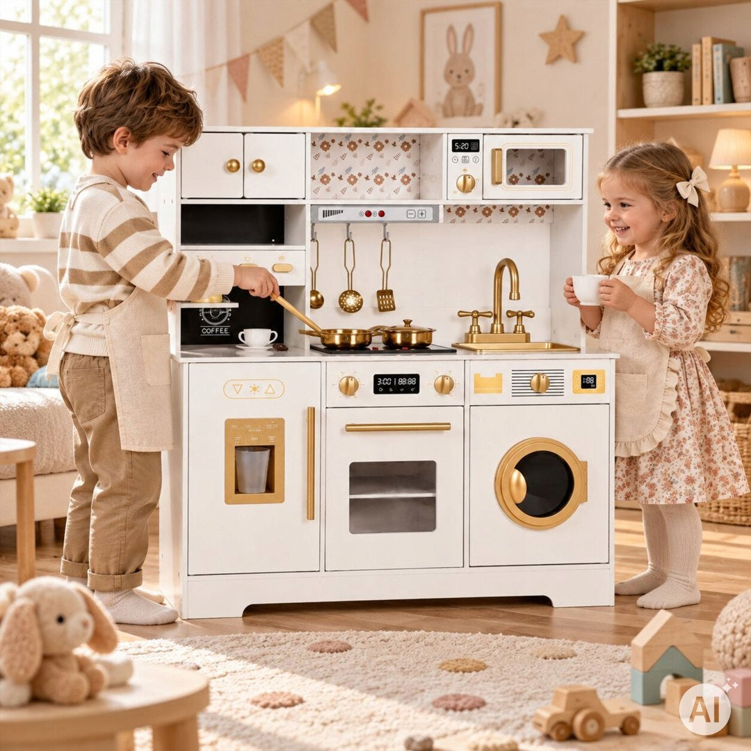 Wooden Large Kitchen Kids Coffee Maker Ice Maker Accessory Packaging status original