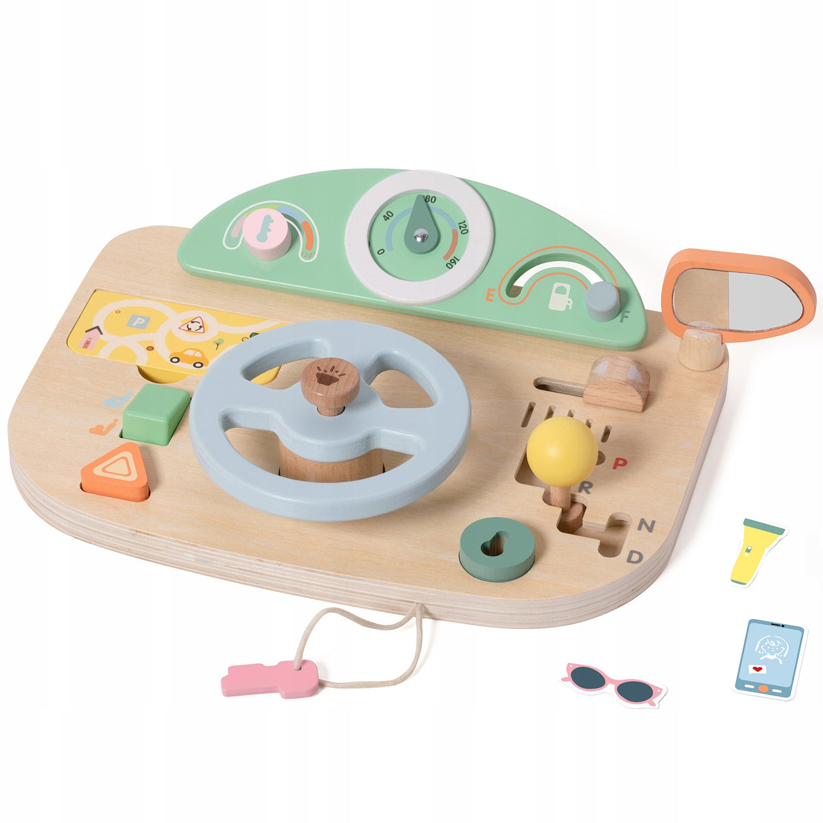 Wooden Manipulation Board Multifunctional Steering Wheel LEARNING TO DRIVE