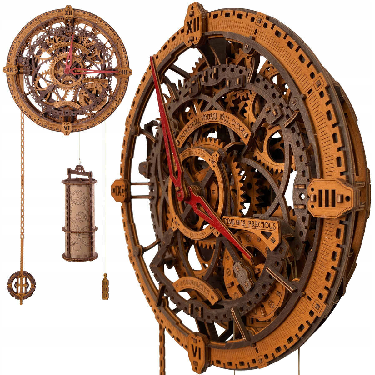 Wooden Mechanical Model – Industrial Self-Assembly Clock
