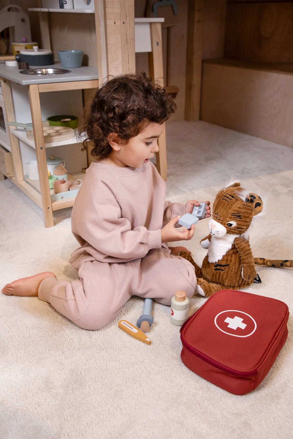 Wooden Medicine Set for Children First Aid Kit Little Doctor Mokida Kid's age 3＋ years