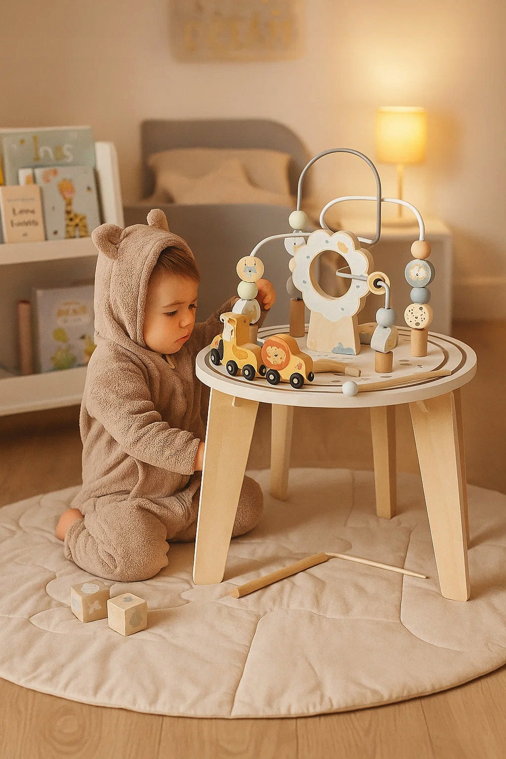 Wooden Montessori Manipulation Table 2in1 Sensory Track Loop Vehicles Brand Gotel