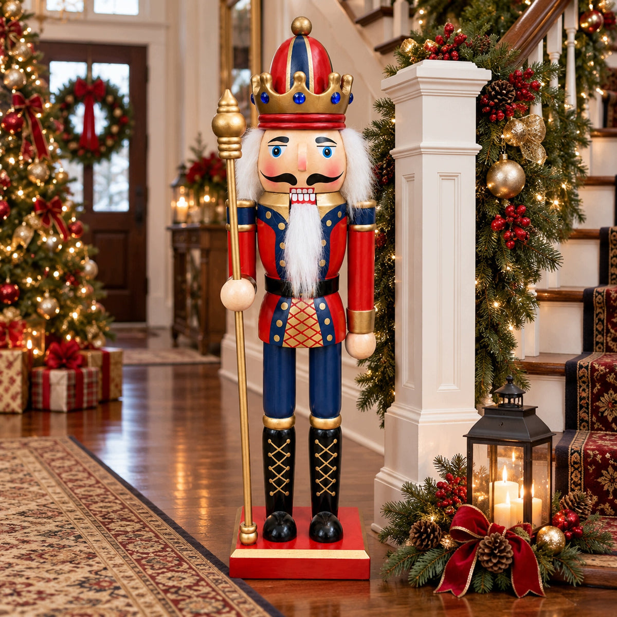 Wooden Nutcracker 30 cm Premium Christmas Figurine Manufacturer code KUGO Xmas Drewniany dziadek do orzechów 30 cm