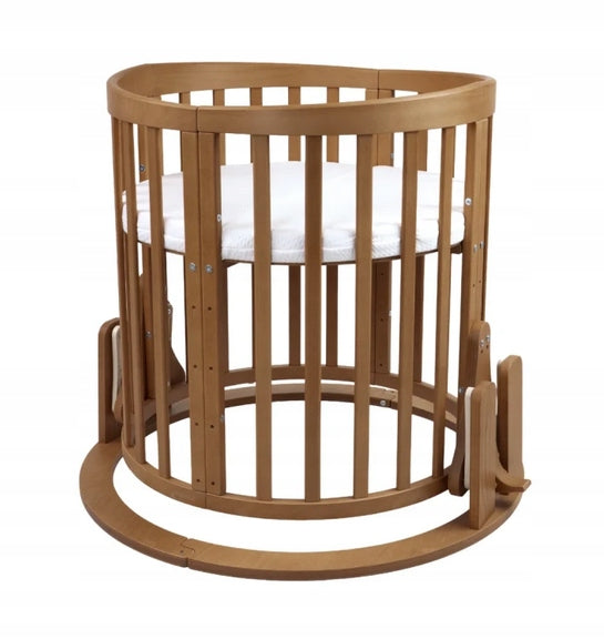 Wooden Oval Crib with CRADLE 7in1 with Mattress - Vintage